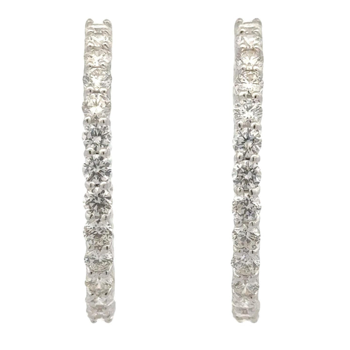 Roberto Coin Large Inside Outside Diamond 18K White Gold Hoop Earrings