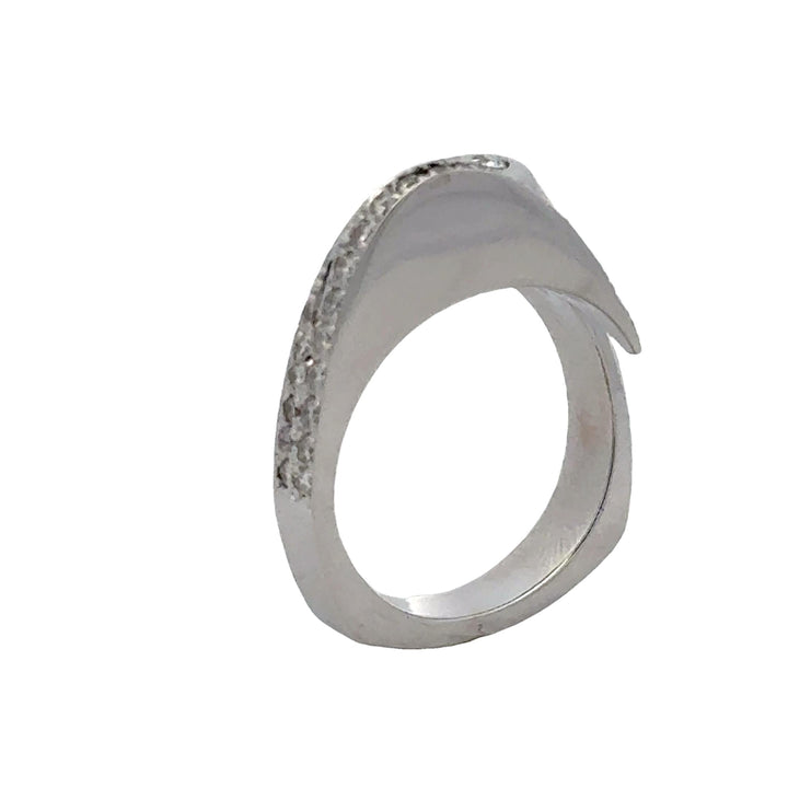 Modern Diamond Dome Crossover 14 Karat White Gold Ring