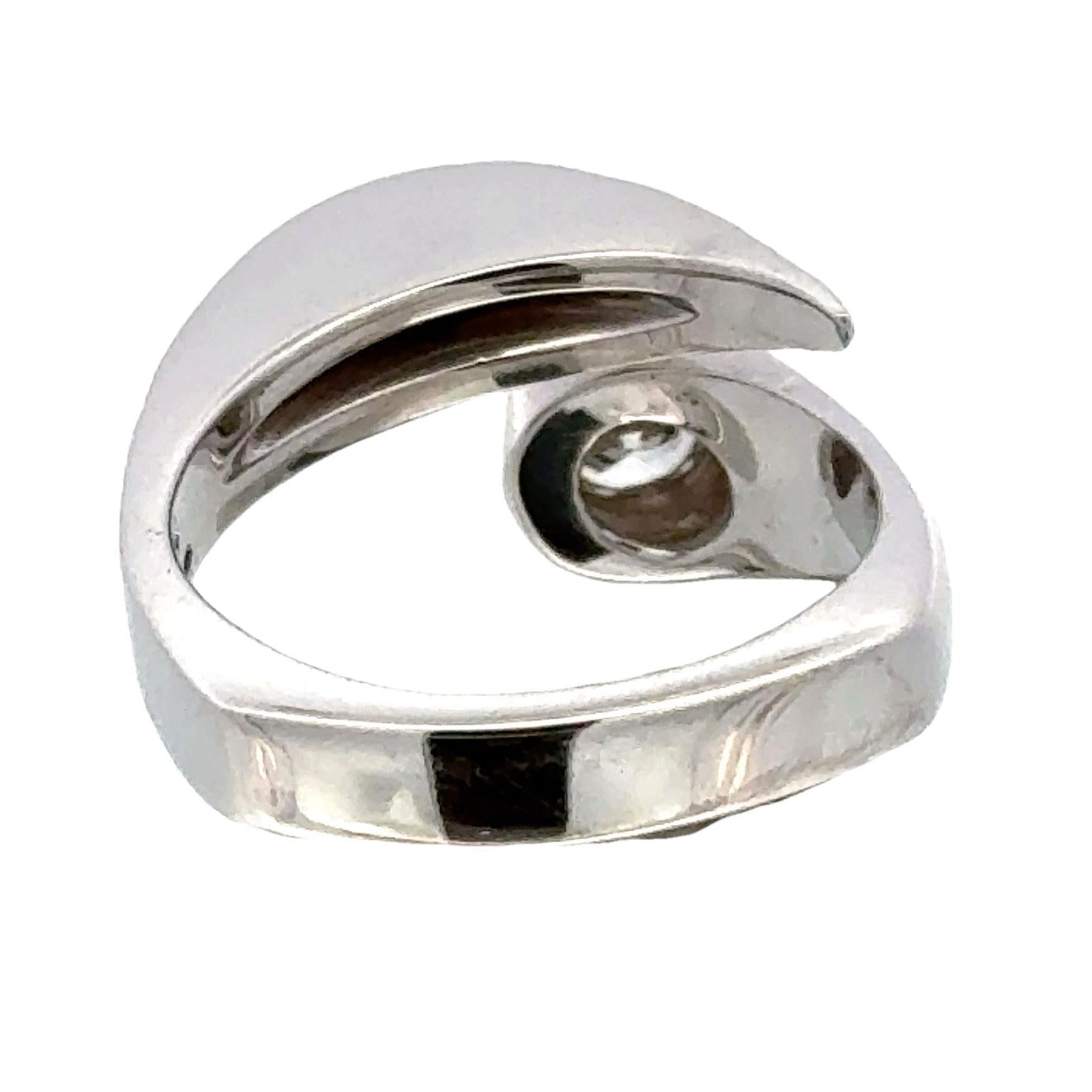 Modern Diamond Dome Crossover 14 Karat White Gold Ring