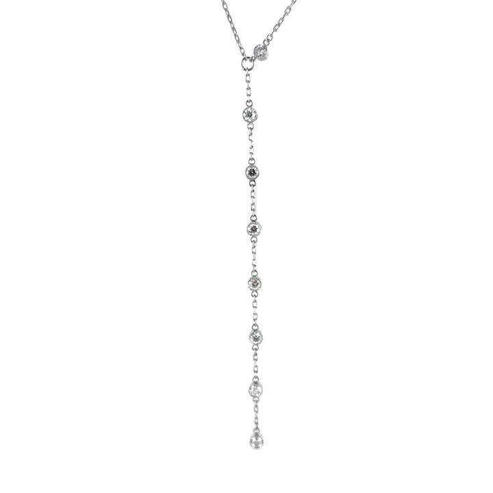 Platinum Old European Cut Diamond By The Yard 'Y' Vintage Necklace