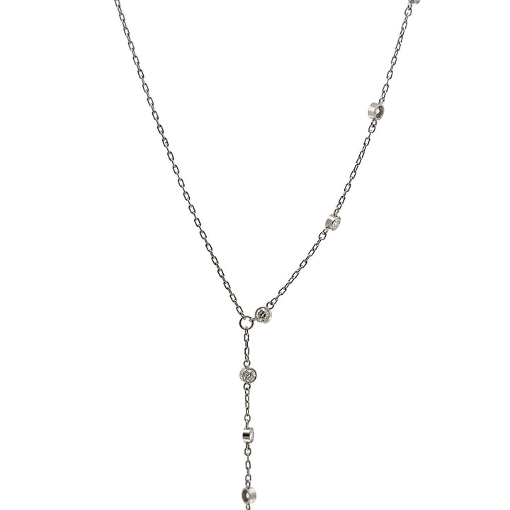 Platinum Old European Cut Diamond By The Yard 'Y' Vintage Necklace