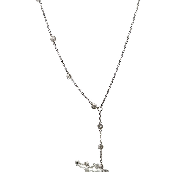 Platinum Old European Cut Diamond By The Yard 'Y' Vintage Necklace