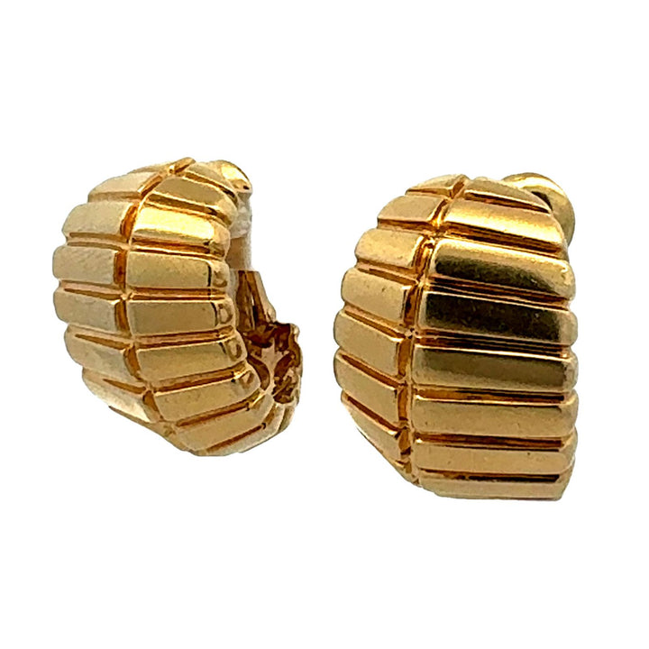 David Webb Ribbed 18 Karat Yellow Gold Contemporary Earclip Earrings