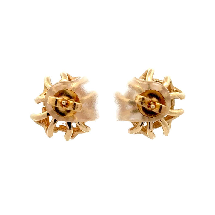 Cultured Pearl 14 Karat Yellow Gold Stud Circular Earrings