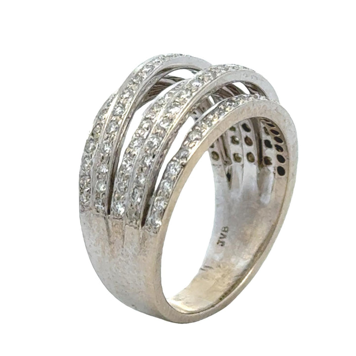 Modern Diamond 18K White Gold Multi-Row Modern Wedding Anniversary Band Ring