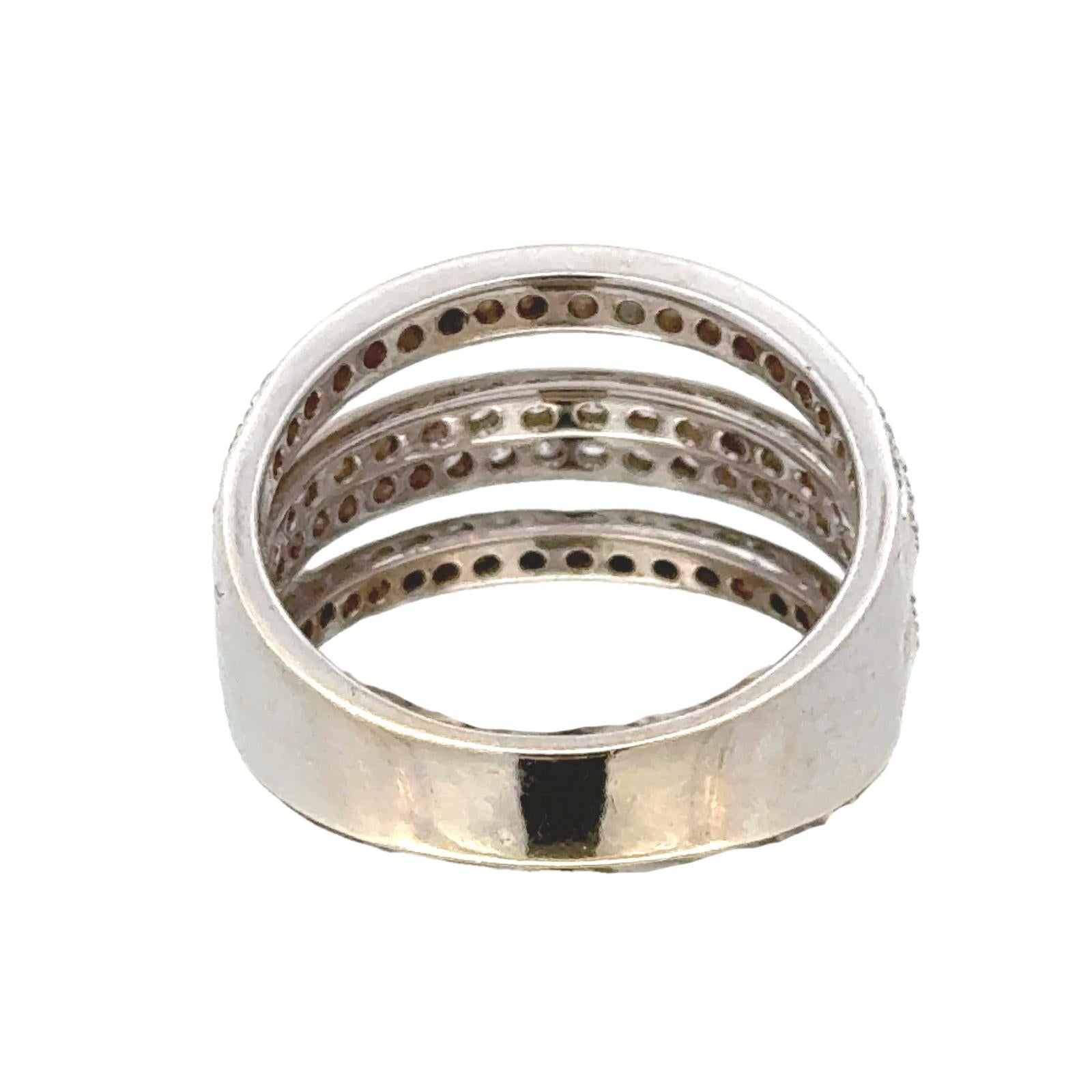 Modern Diamond 18K White Gold Multi-Row Modern Wedding Anniversary Band Ring