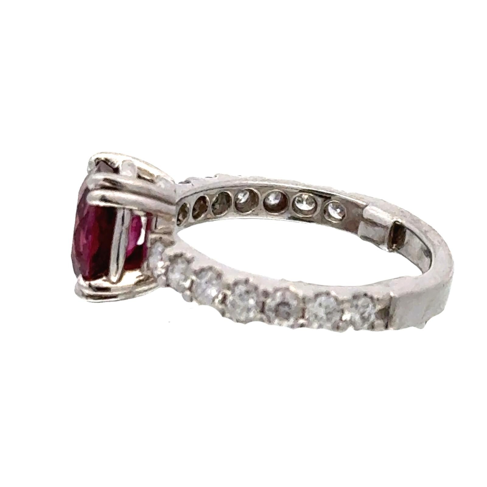 2-Carat Oval Ruby Diamond Platinum Cocktail Ring