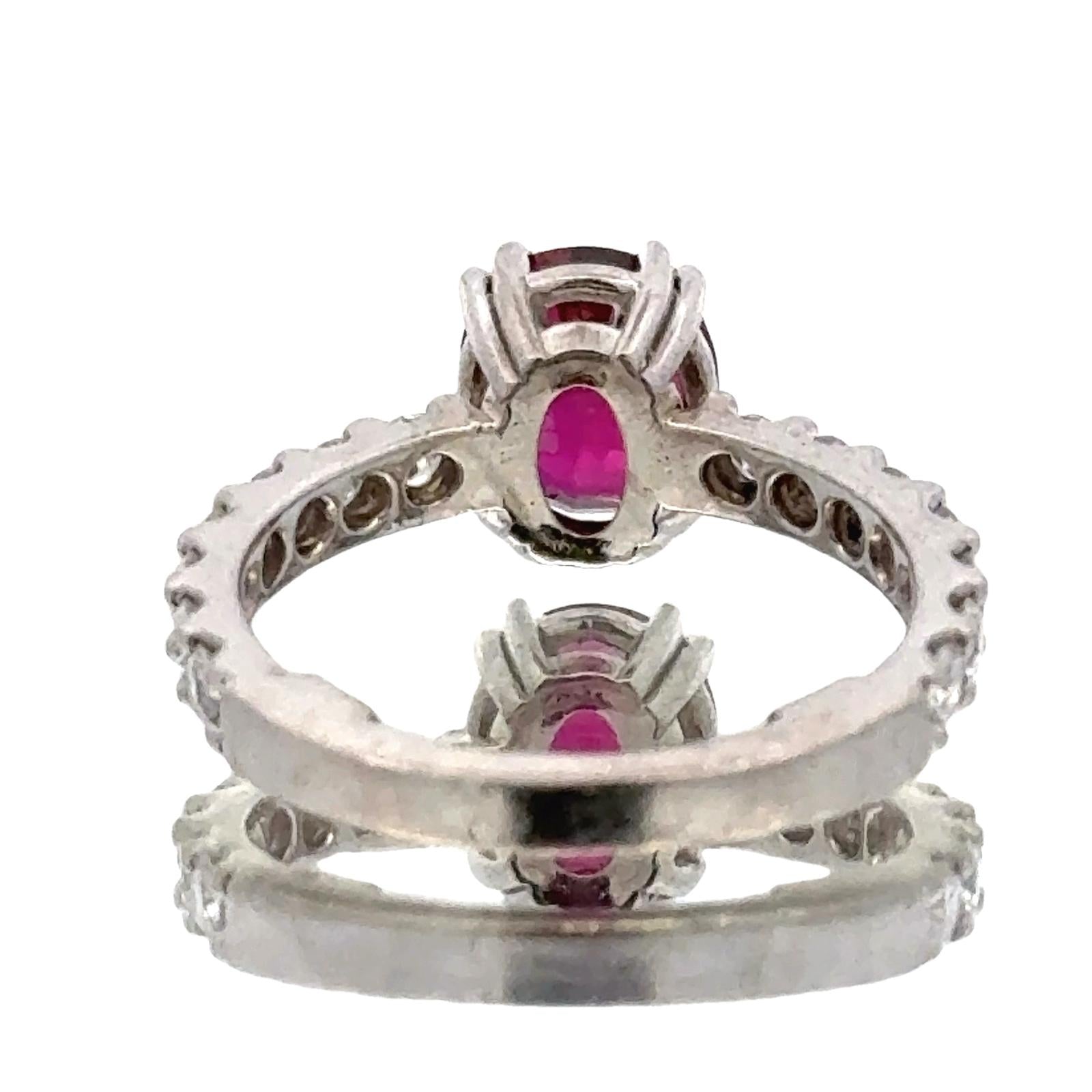 2-Carat Oval Ruby Diamond Platinum Cocktail Ring