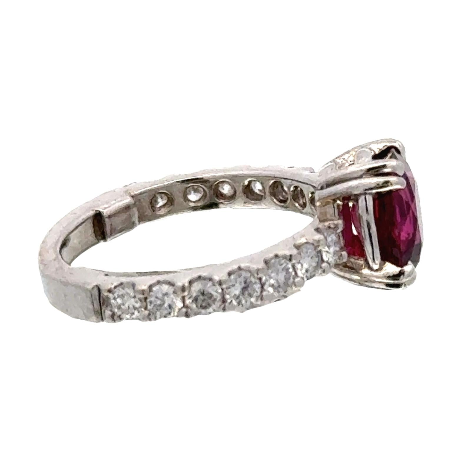 2-Carat Oval Ruby Diamond Platinum Cocktail Ring