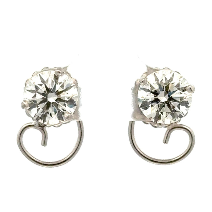 4.02 cttw Diamond Stud Platinum Three Prong Martini Mounting Earrings