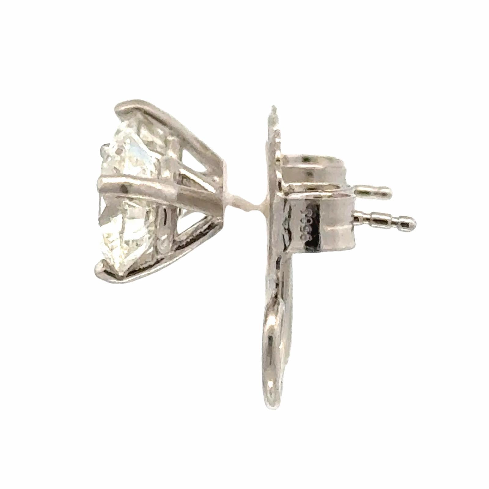 4.02 cttw Diamond Stud Platinum Three Prong Martini Mounting Earrings