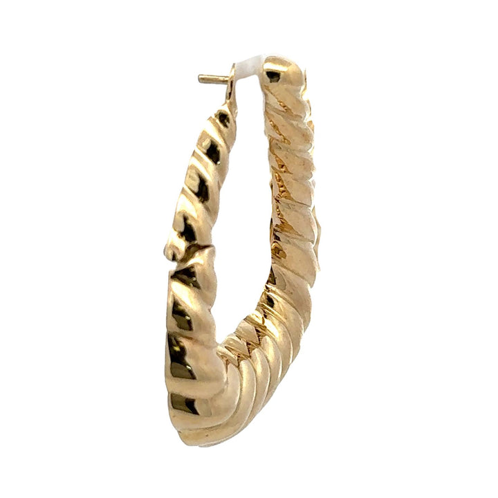 Late-20th Century 18 Karat Yellow Gold Ribbed Triangular Leverback Earrings