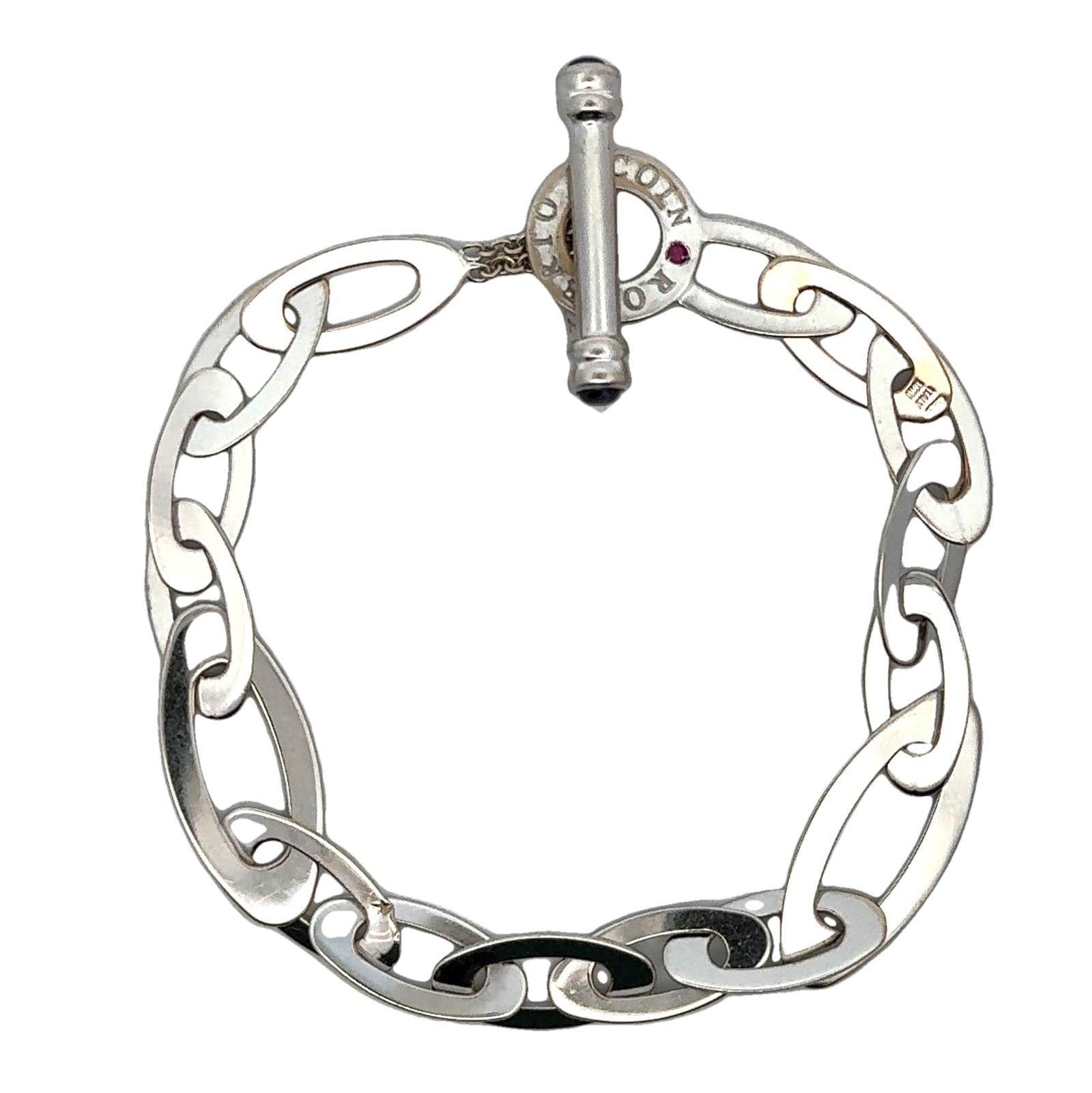 Roberto Coin 'Chic & Shine' 18 Karat White Gold Link Bracelet Toggle Clasp