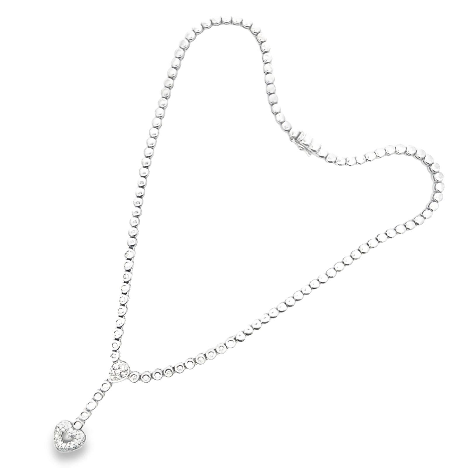 1.20 CTW Diamond 18 Karat White Gold Heart Y Drop Necklace