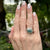 Oval Blue Zircon Diamond 14 Karat White & Yellow Gold Bezel Set Ring