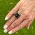 Art Deco Filigree Onyx Diamond Dome 14 Karat White Gold Ring