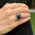 Art Deco Filigree Onyx Diamond Dome 14 Karat White Gold Ring