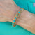 1950's Turquoise Bead 14 Karat Yellow Gold Vintage Hinged Bangle Bracelet