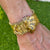 Retro Diamond Ruby Wide Buckle 14 Karat Yellow Gold Estate Bracelet