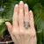 Art Deco Diamond 18 Karat White Gold Filigree Emerald Accent Cocktail Ring