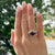 Modern Rhodolite Garnet Tanzanite & Diamond  18K Two Tone Gold Cocktail Ring