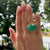 40-Carat Cabochon Emerald Diamond 18 Karat Yellow Gold Cocktail Statement Ring