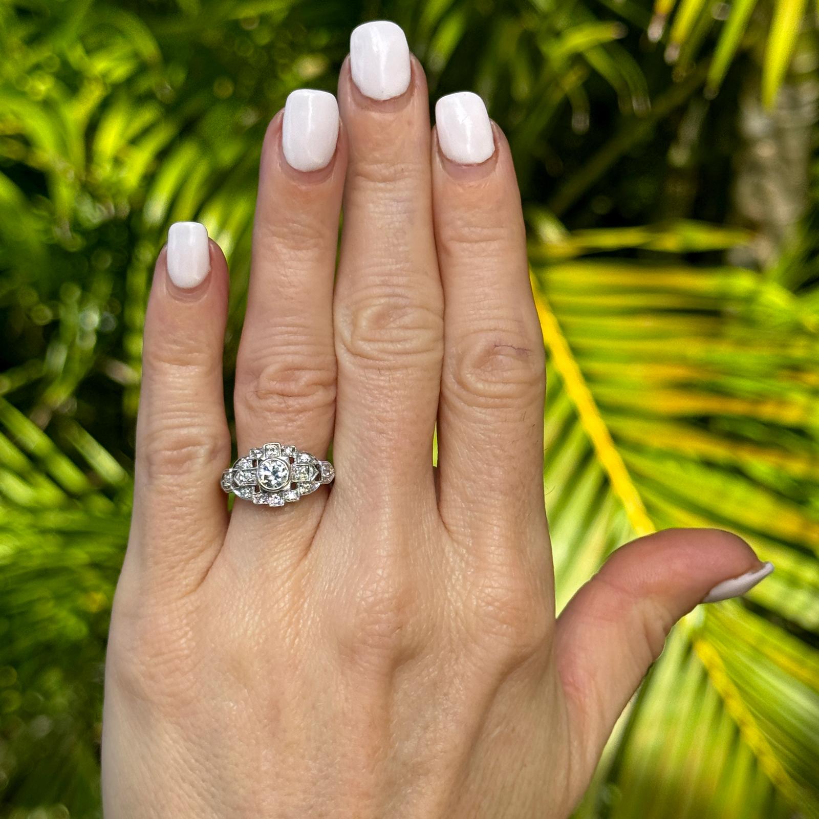 Early 20th Century Old European Cut Diamond Platinum Cocktail Ring