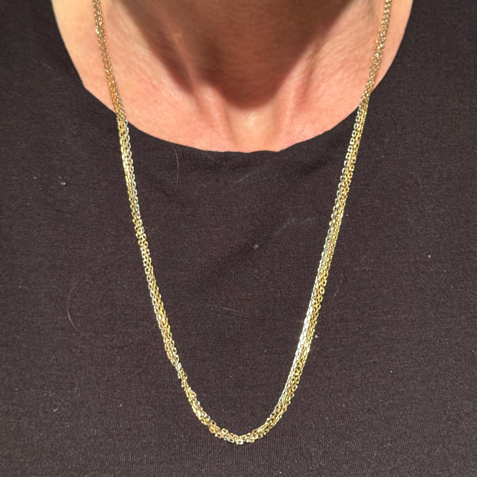 Cartier 18 Karat Tri-Color Gold 22 Inch Trinity Chain Necklace