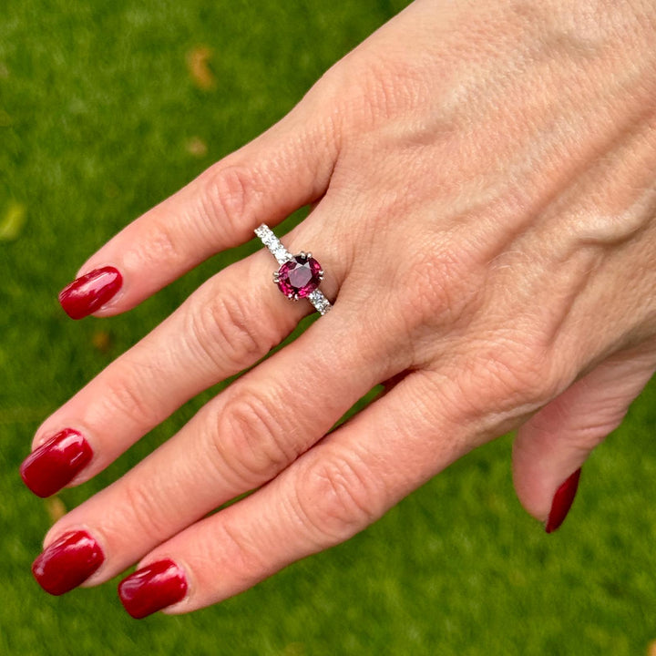 2-Carat Oval Ruby Diamond Platinum Cocktail Ring