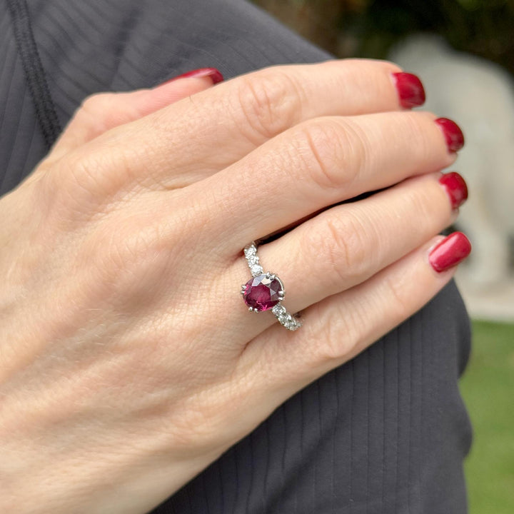 2-Carat Oval Ruby Diamond Platinum Cocktail Ring