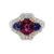 Modern Rhodolite Garnet Tanzanite & Diamond  18K Two Tone Gold Cocktail Ring