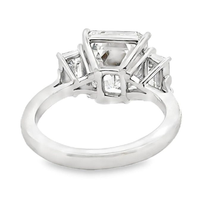 5.18 Carat Emerald Cut Diamond Platinum Engagement Ring GIA F/SI1