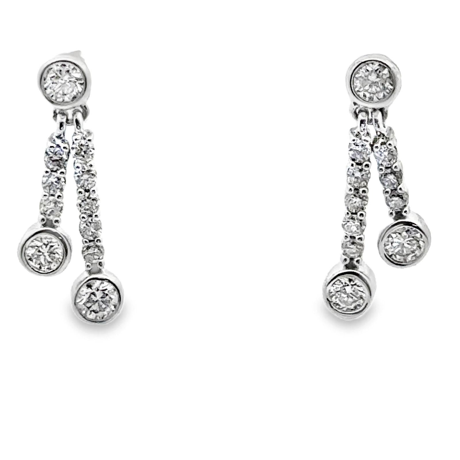 Diamond 14 Karat White Gold Dangle Earrings