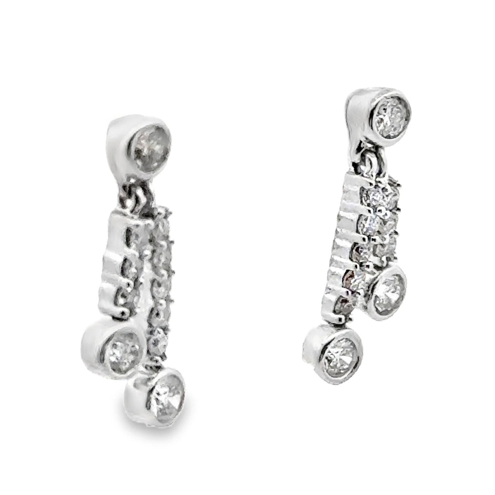 Diamond 14 Karat White Gold Dangle Earrings