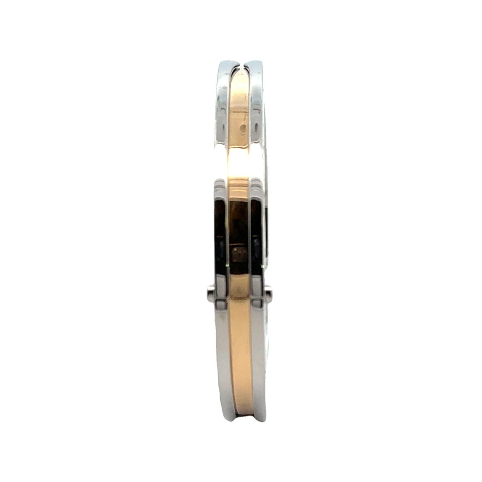 Bvlgari B Zero 1 Stainless Steel 18 Karat Yellow Gold Hinged Bangle Bracelet