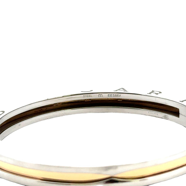 Bvlgari B Zero 1 Stainless Steel 18 Karat Yellow Gold Hinged Bangle Bracelet