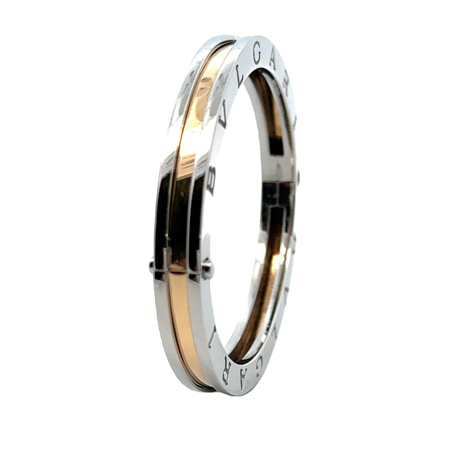 Bvlgari B Zero 1 Stainless Steel 18 Karat Yellow Gold Hinged Bangle Bracelet