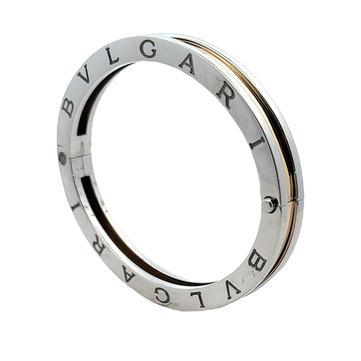 Bvlgari B Zero 1 Stainless Steel 18 Karat Yellow Gold Hinged Bangle Bracelet