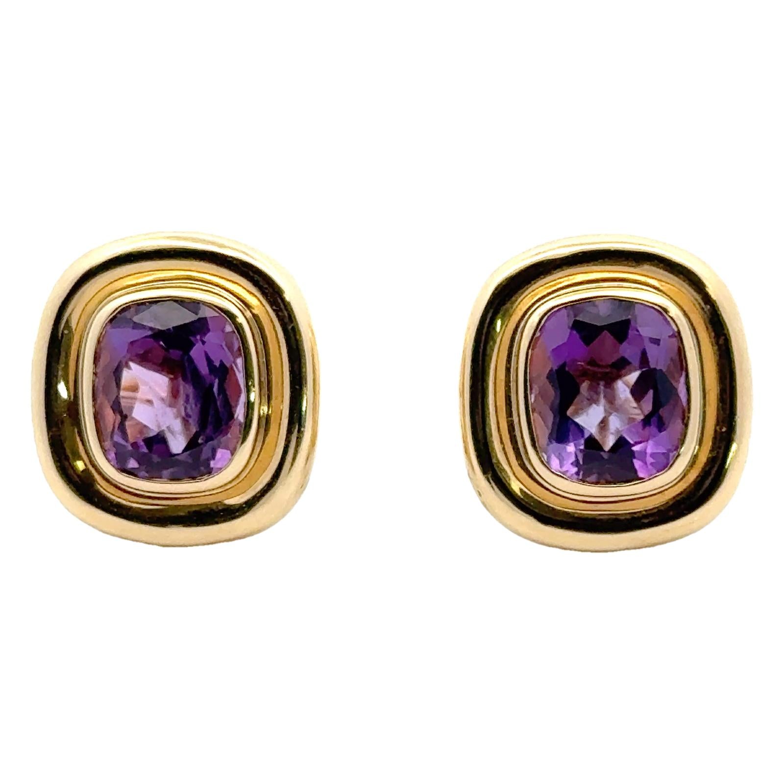 Late-20th Century Tiffany & Co. Paloma Picasso Amethyst 18KYG Earclip Earrings