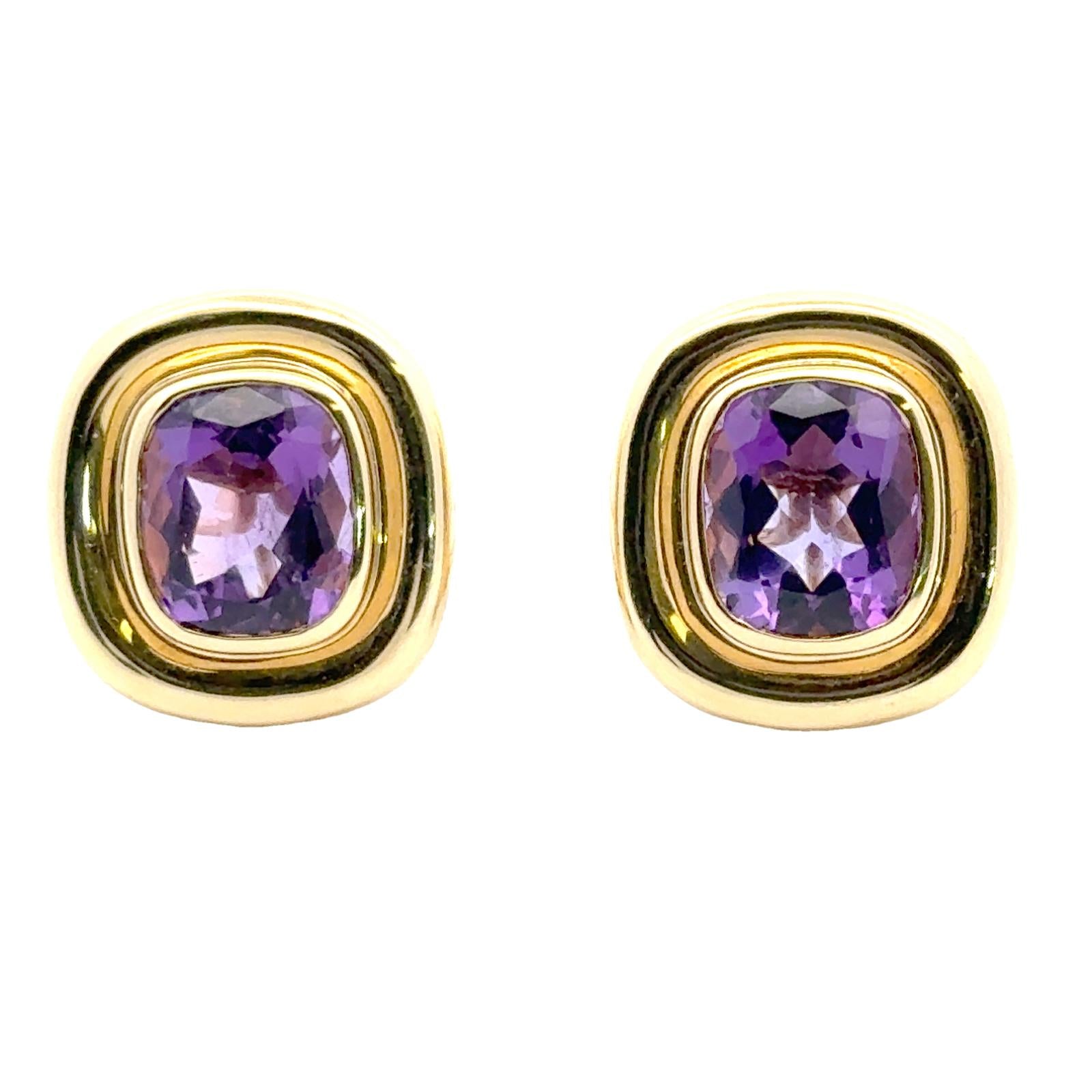 Late-20th Century Tiffany & Co. Paloma Picasso Amethyst 18KYG Earclip Earrings