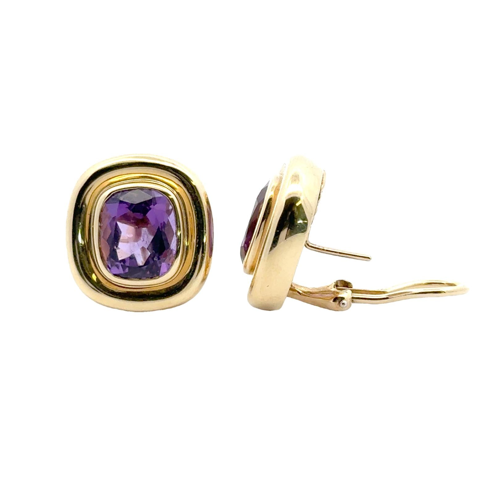 Late-20th Century Tiffany & Co. Paloma Picasso Amethyst 18KYG Earclip Earrings