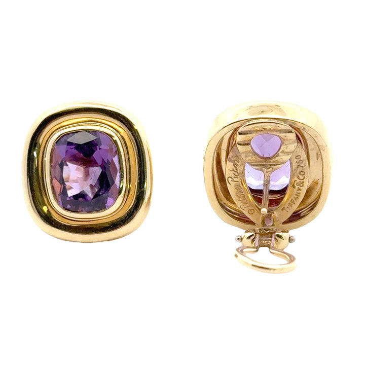 Late-20th Century Tiffany & Co. Paloma Picasso Amethyst 18KYG Earclip Earrings