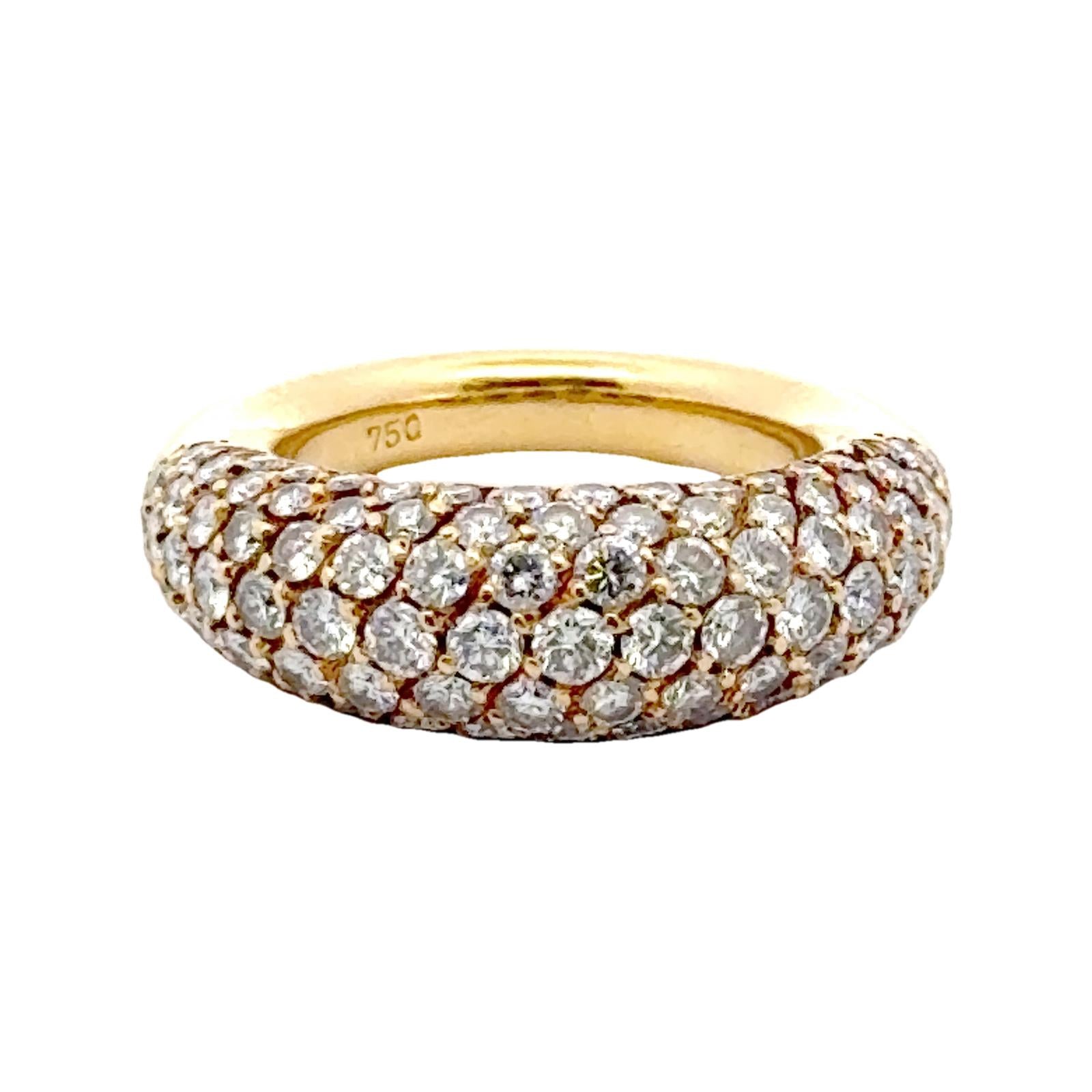 21st Century Pavé Diamond 18 Karat Yellow Gold Wedding Band Ring