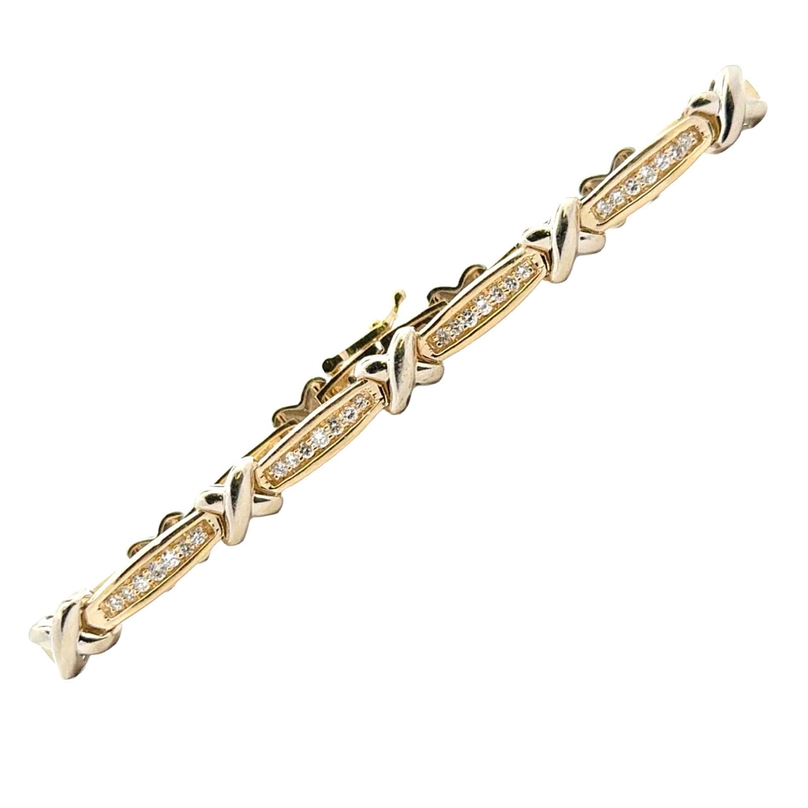 1.00 CTW Round Brilliant-Cut Diamond 'X' Link 14 Karat Yellow Gold Bracelet