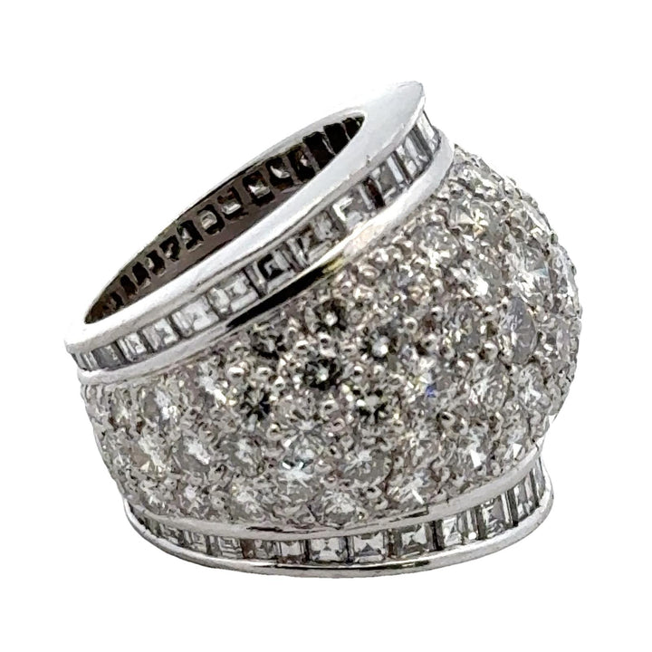 7.00 CTW Pavé Round Brilliant Diamond Platinum Eternity Dome Band Ring Size 5