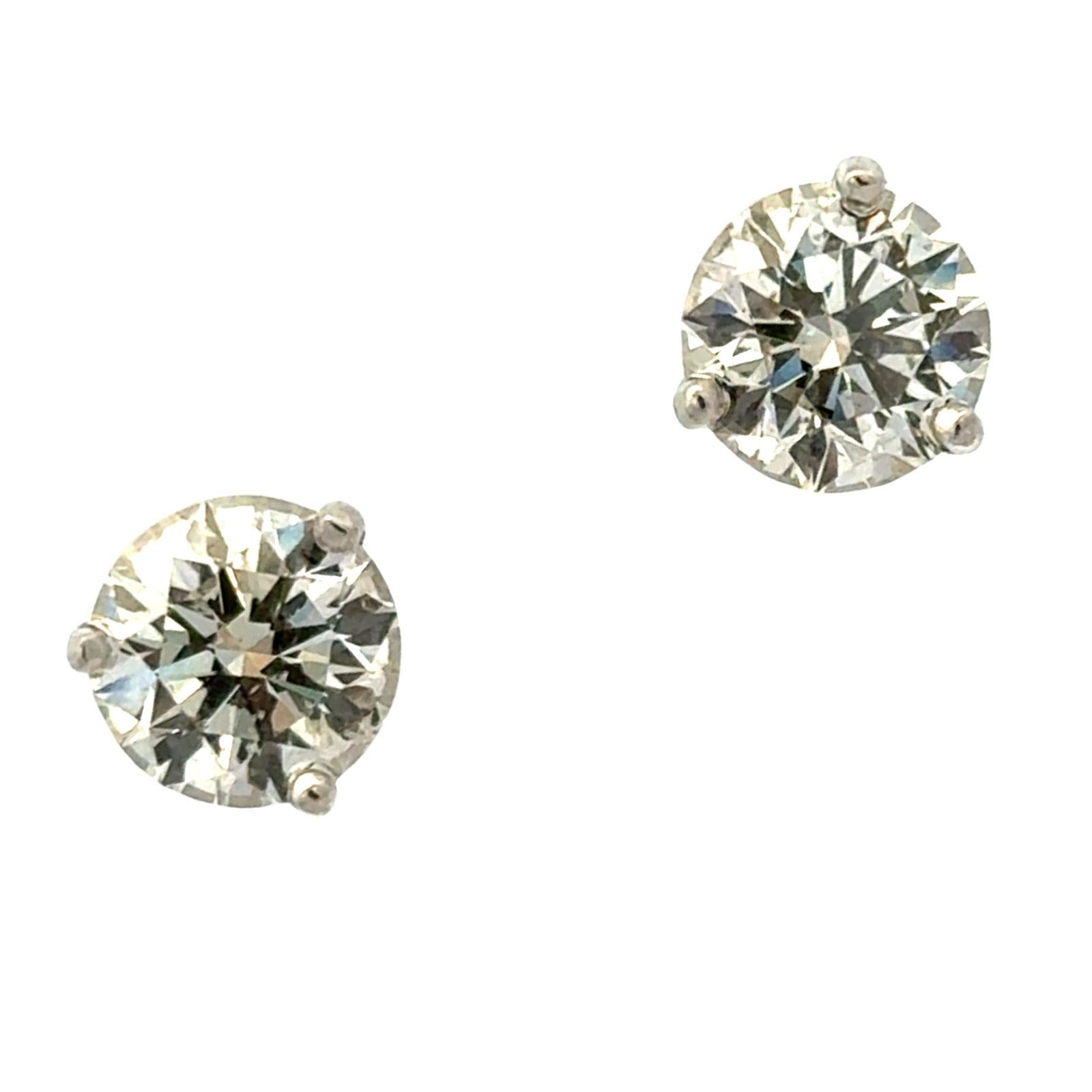 4.02 cttw Diamond Stud Platinum Three Prong Martini Mounting Earrings