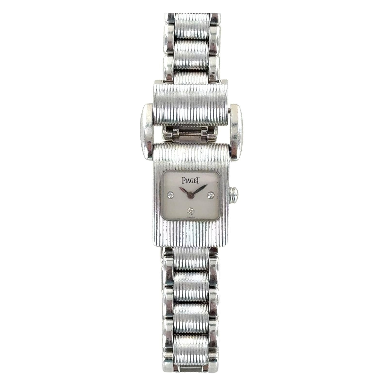 Piaget Miss Protocol 18 Karat White Gold Quartz Watch Diamond Dial