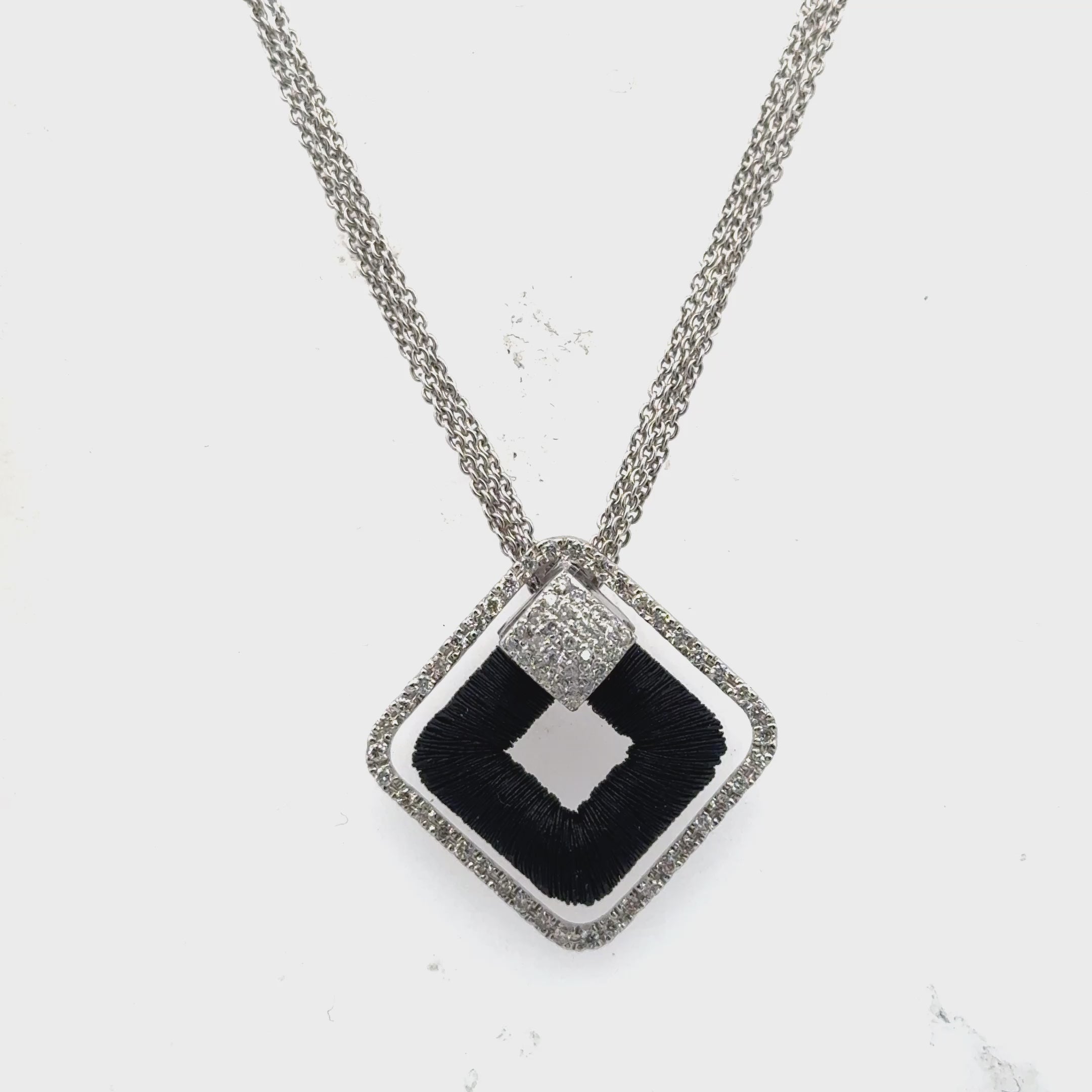 Yvel Ethiopia Diamond 18 Karat White & Black Gold Pendant Necklace