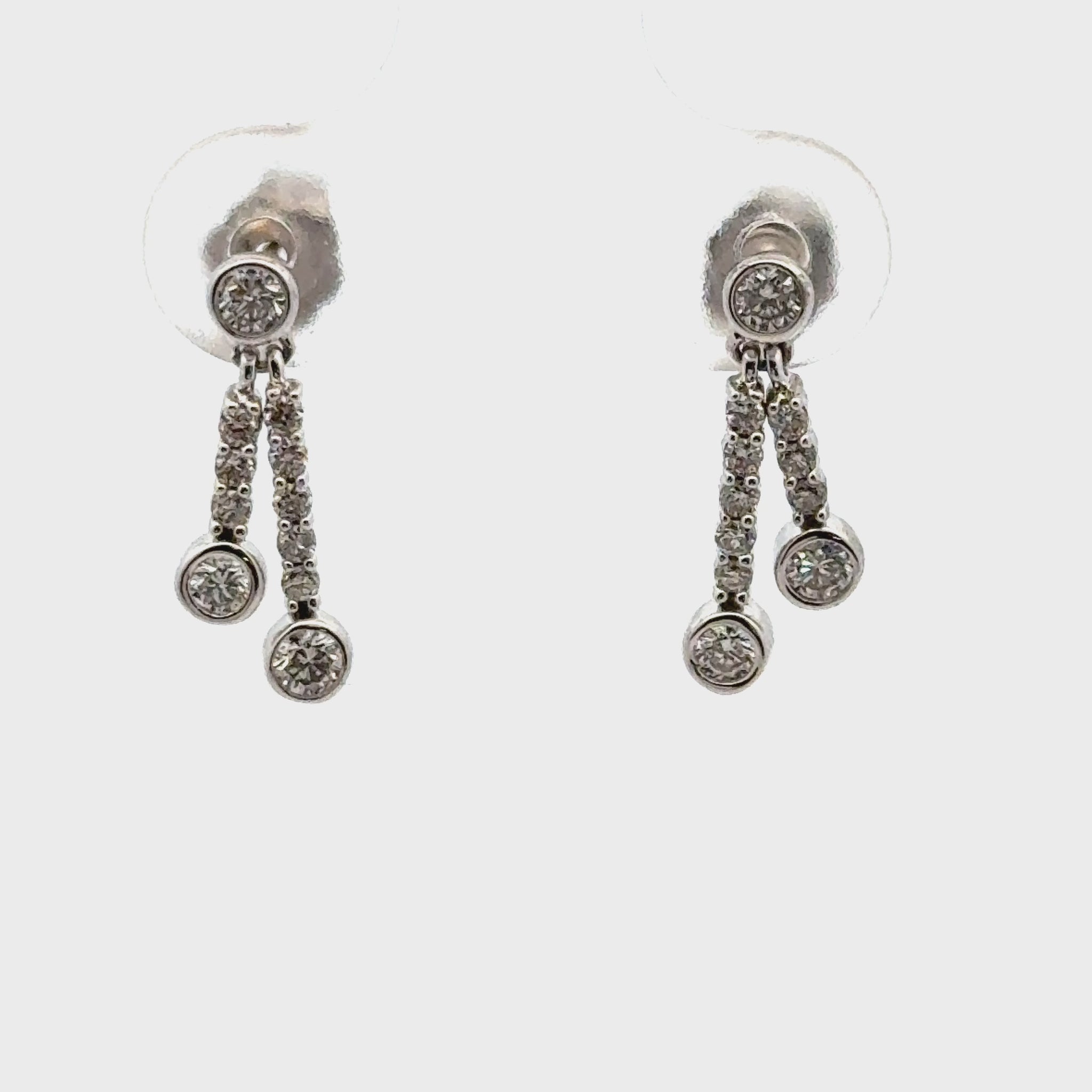 Diamond 14 Karat White Gold Dangle Earrings