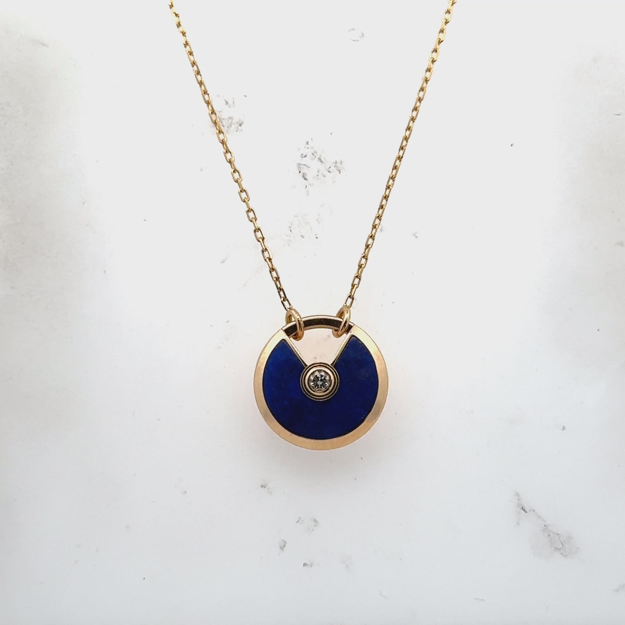 Cartier Amulette De Cartier Lapis Lazuli 18KYG Pendant Necklace with Papers